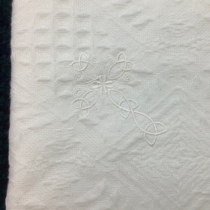 White Christening blanket with White or Green Celtic cross GCW12