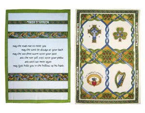 2pc Tea Towel Set Irish Blessing & Emblems of Ireland