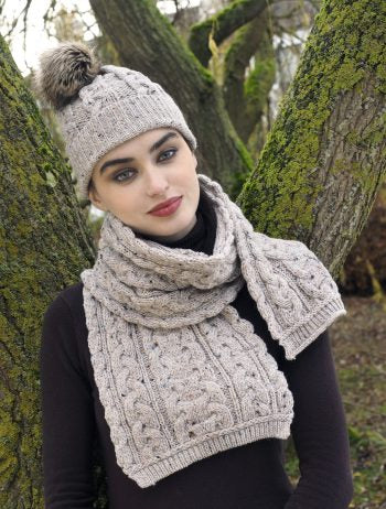 CHUNKY CABLE UNISEX SCARF AND HAT X4855 X4844