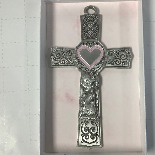 Girls 6” pewter wall cross 73-63