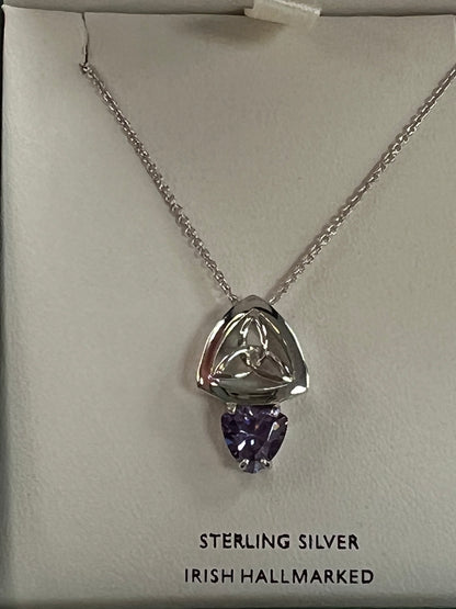 Sterling Silver trinity with amethyst CZ A1041