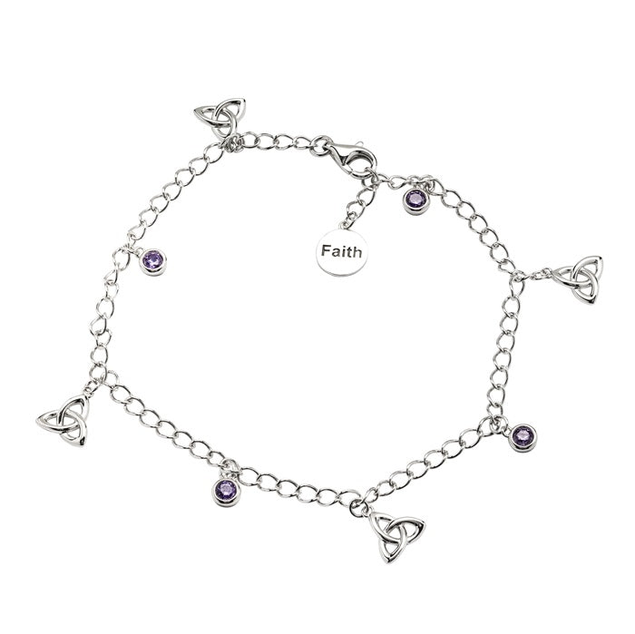 SS Amythest CZ Trinity Bracelet SB2111