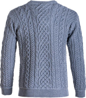 Men’s Aran Sweater ocean grey B420