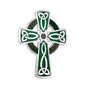 RHODIUM GREEN ENAMEL CELTIC CROSS BROOCH Code: S10003G