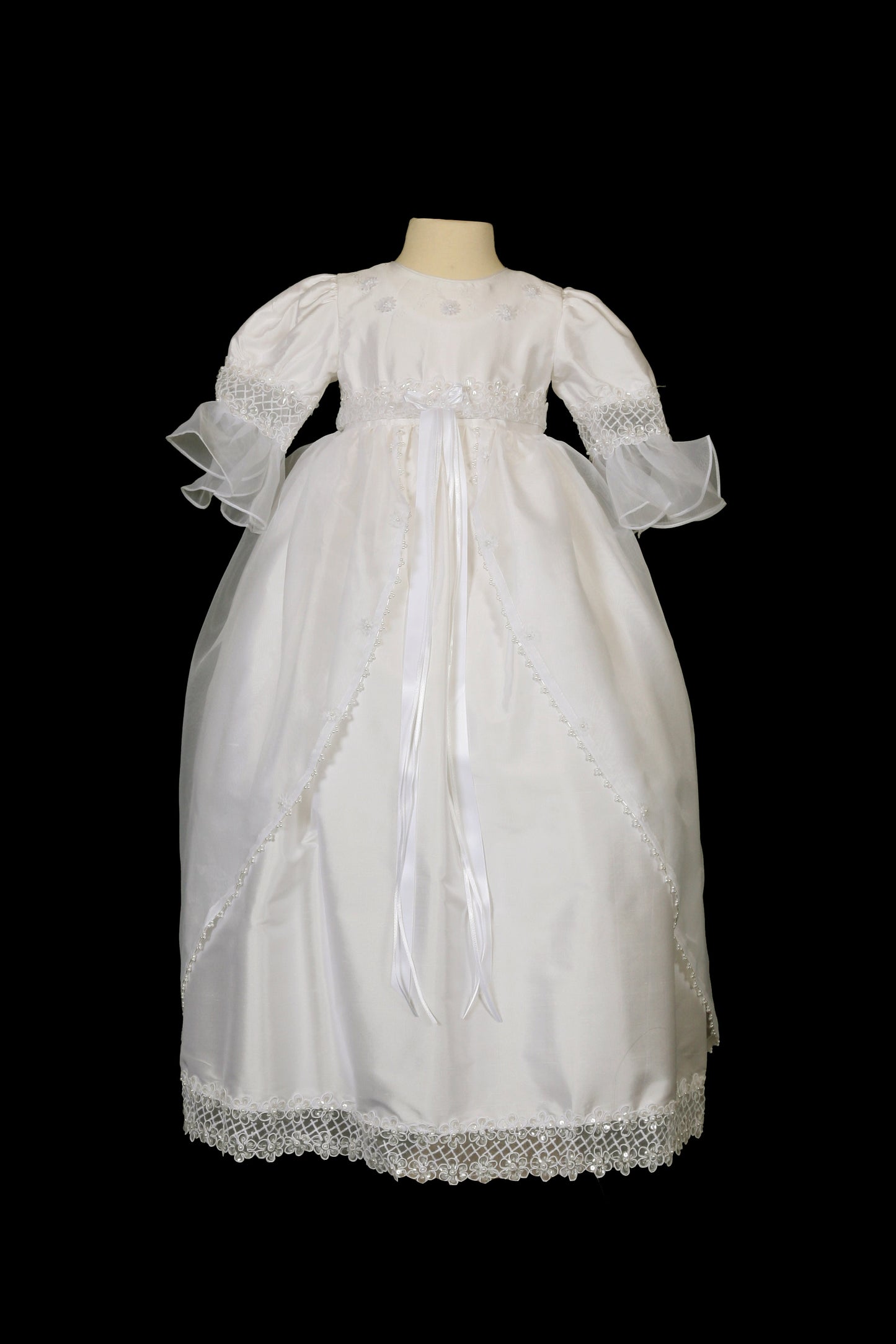 Girls Off White silk Christening Dress #i336c