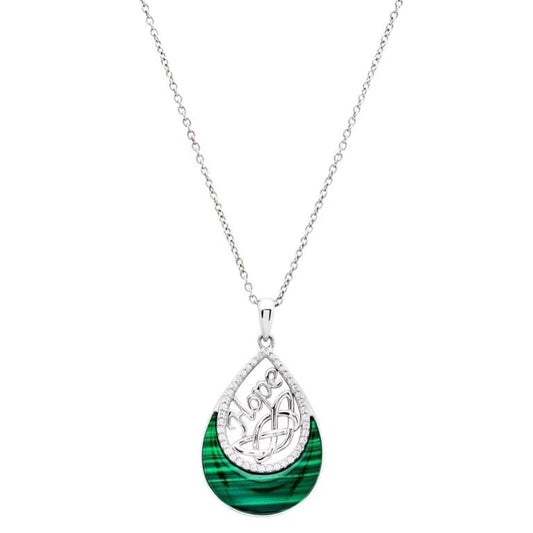 Hope Malachite Trinity Knot Pendant in Sterling Silver SKU: SP2287