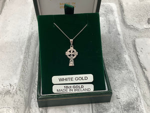 10K White Gold Baby Celtic Cross single sided MA56W