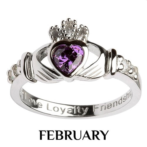 Shanore Claddagh birthstone February SL90