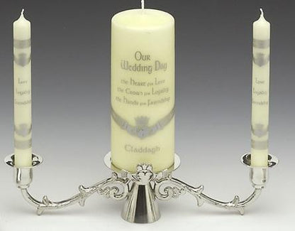 Pewter Claddagh wedding candlestick - p100