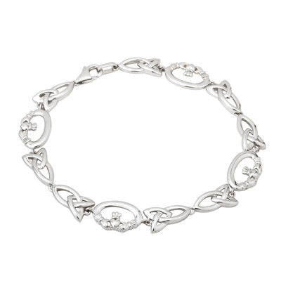 SILVER CLADDAGH AND TRINITY KNOT BRACELET Code: S5748