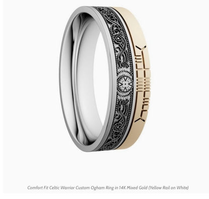 Comfort Fit Celtic Warrior Custom Ogham Ring BR7