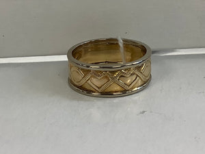 14K Gents two tone two heart Celtic band size 10.5 #31