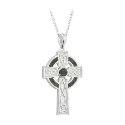 SILVER LARGE MARBLE CROSS PENDANT S46024