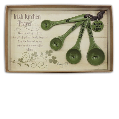 GREEN IRISH KITCHEN MEASUR SPOON SET OF 4 GIFT BOX mss105