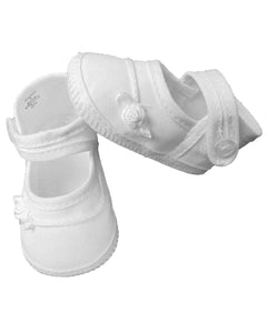 Girls Cotton Shoe with Embroidered Rosebud CAGAS
