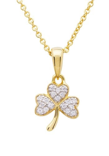 14KT Gold Vermeil CZ Shamrock Necklace GV12