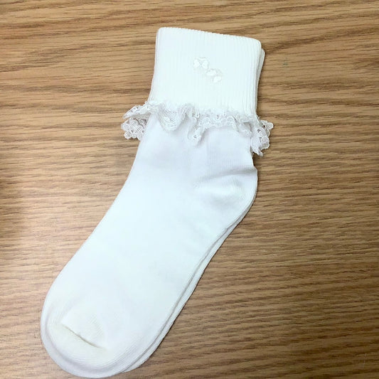 WHITE FIRST COMMUNION GIRL SOCKS W/ SHAMROCKS FCS