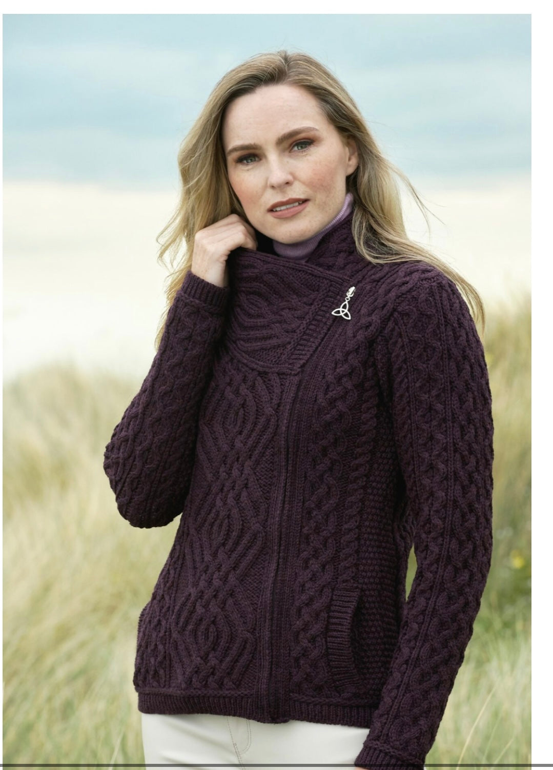 SHANNON SIDE ZIP CARDIGAN Z4630 DAMSON