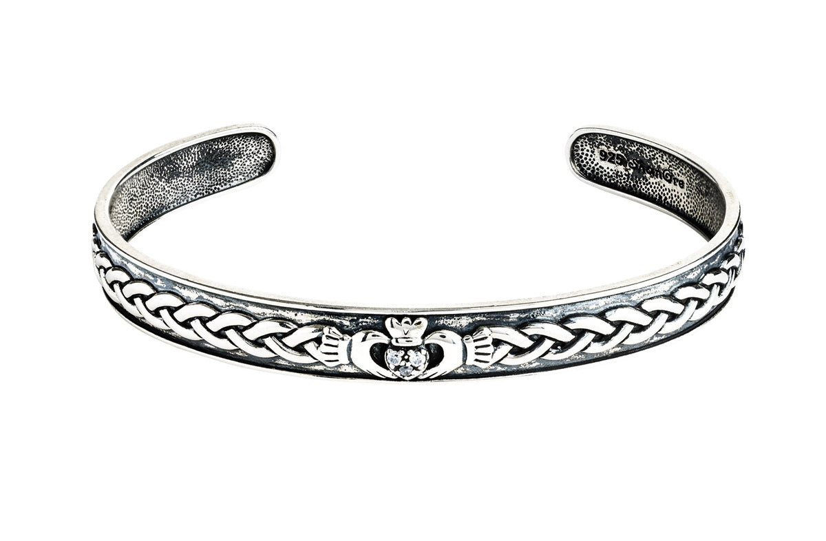 Sterling Silver Claddagh Cuff Bangle SB2116