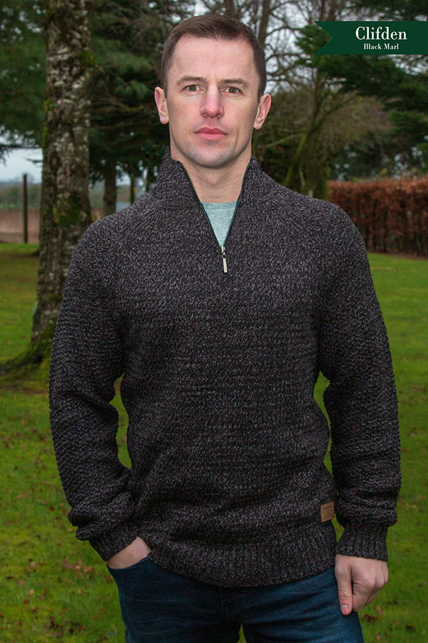 Emerald Isle men’s 1/4 zip clifden black marl