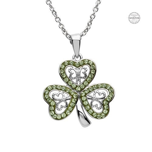 Platinum Plated Peridot Shamrock Pendant PP192