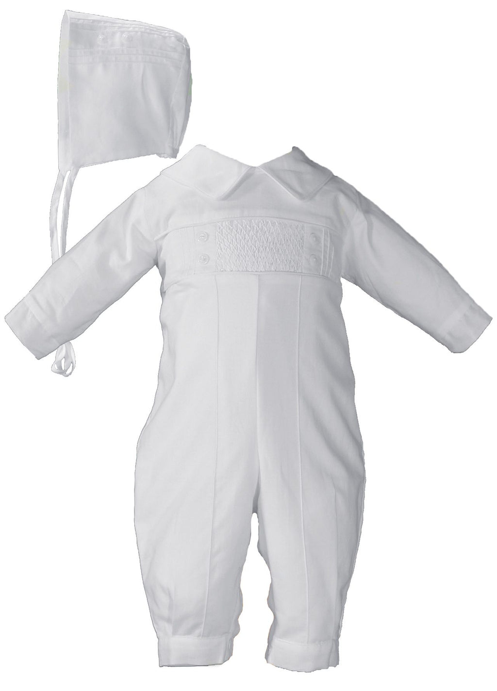 Boys Long Sleeve Cotton Hand Smocked Pin Tucked Christening Baptism Coverall #CB9381