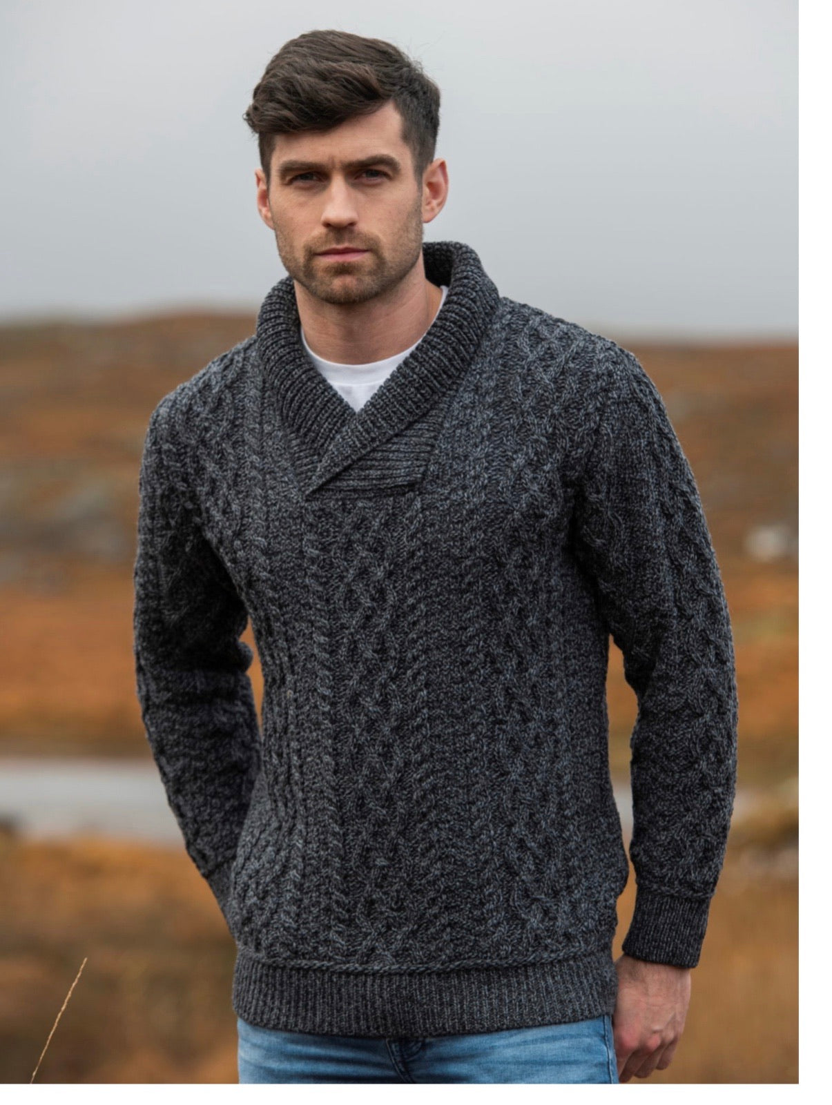 BUNRATTY SHAWL COLLAR SWEATER SH5065 charcoal