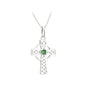 S/S GREEN CRYSTAL SMALL CROSS PENDANT Code: S46239