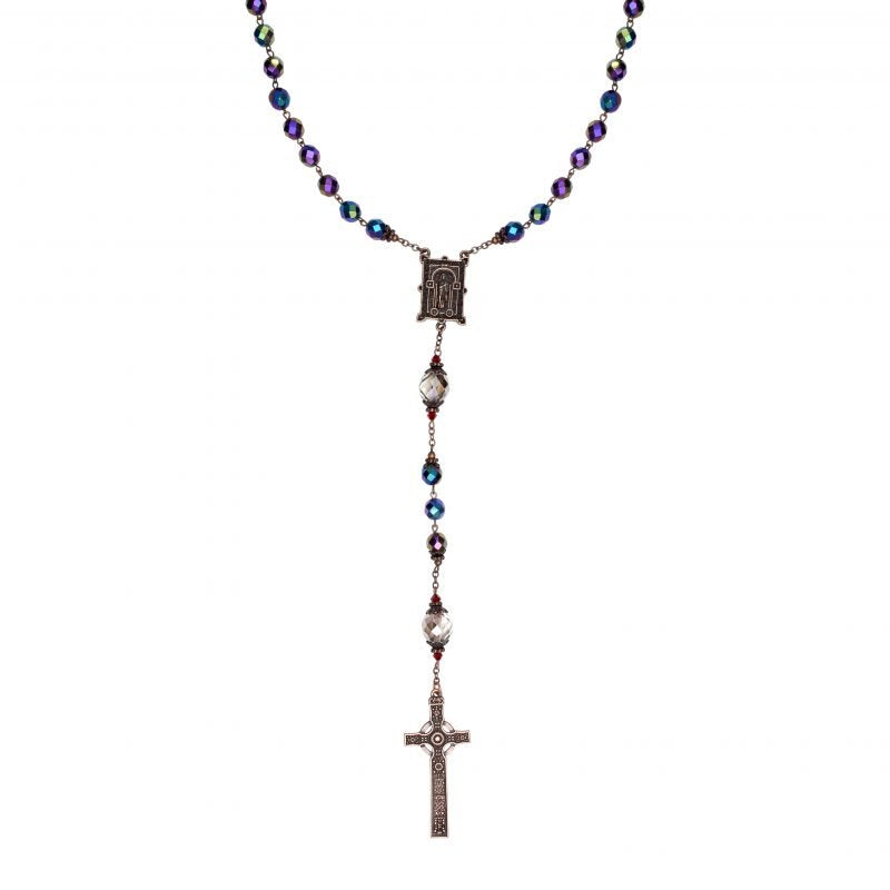 BOOK OF KELLS PURPLE AND COPPER FINISH ROSARY BEADS W71325