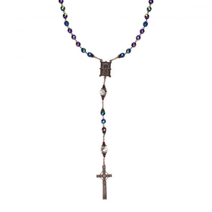 BOOK OF KELLS PURPLE AND COPPER FINISH ROSARY BEADS W71325