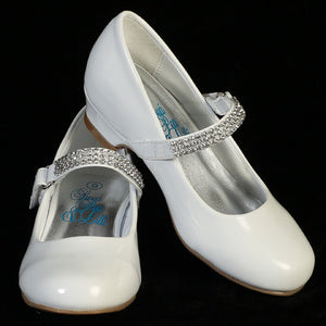Girls shoes with 1" heel & rhinestone strap “Mia” Size 12