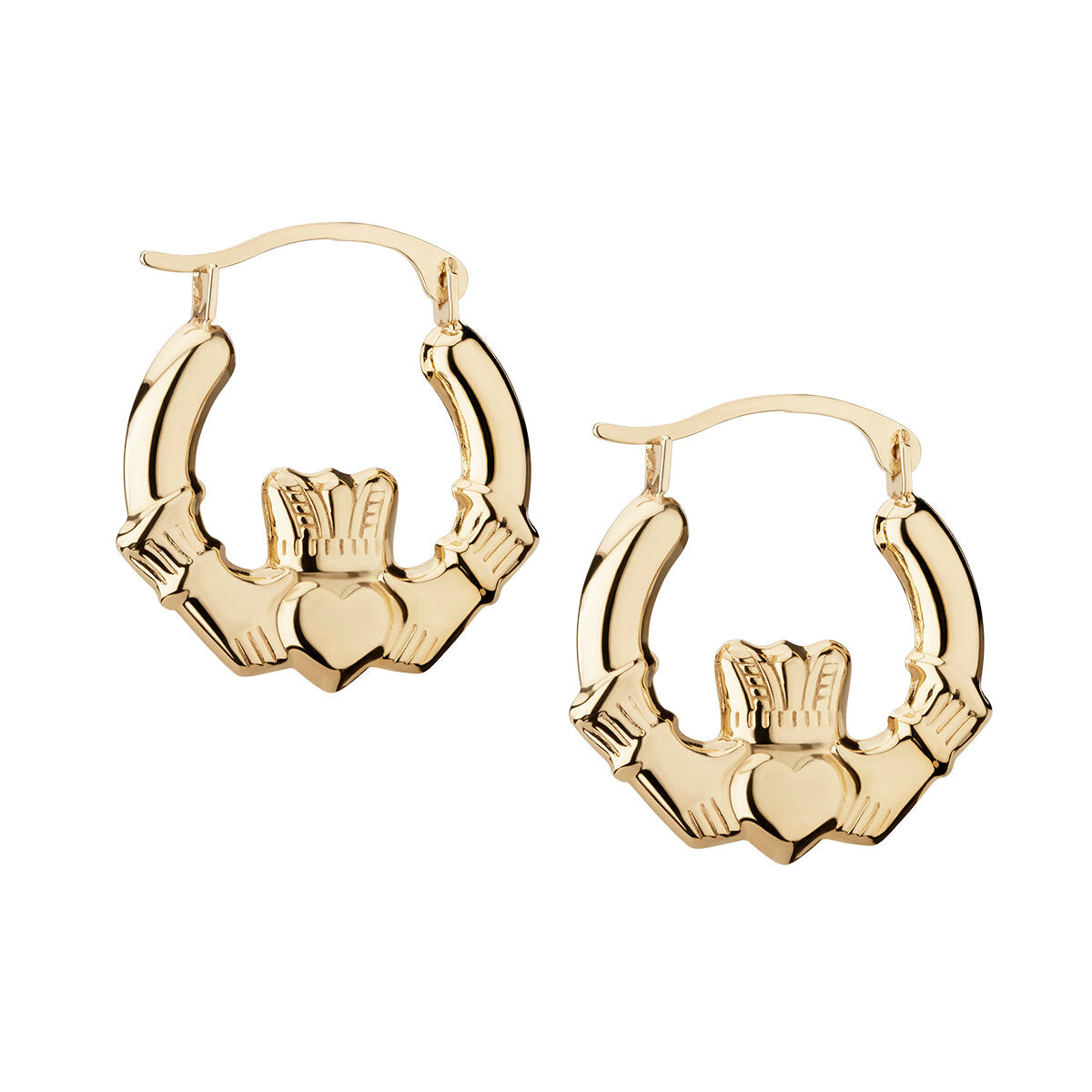 14K GOLD SMALL CLADDAGH CREOLE EARRINGS S3940