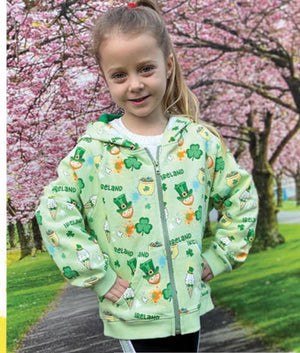 All over shamrocks and leprechauns full zip hoodie T7630