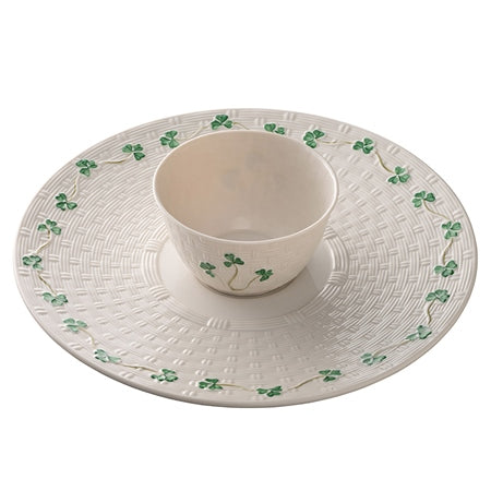 BELLEEK CLASSIC SHAMROCK CHIP & DIP SET