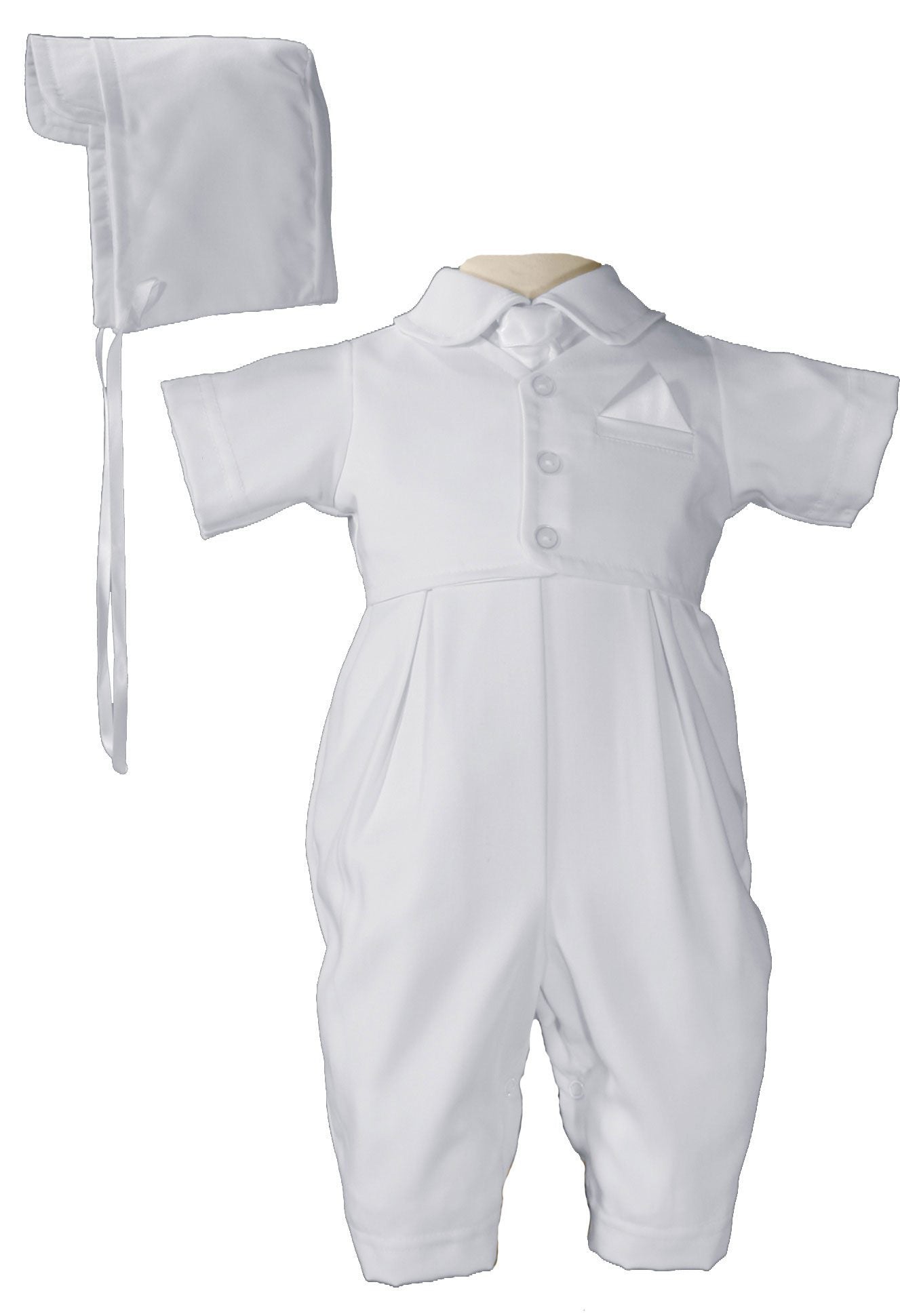 Boys Handsome White Vested Gabardine Short Sleeve Christening Baptism Coverall GB501