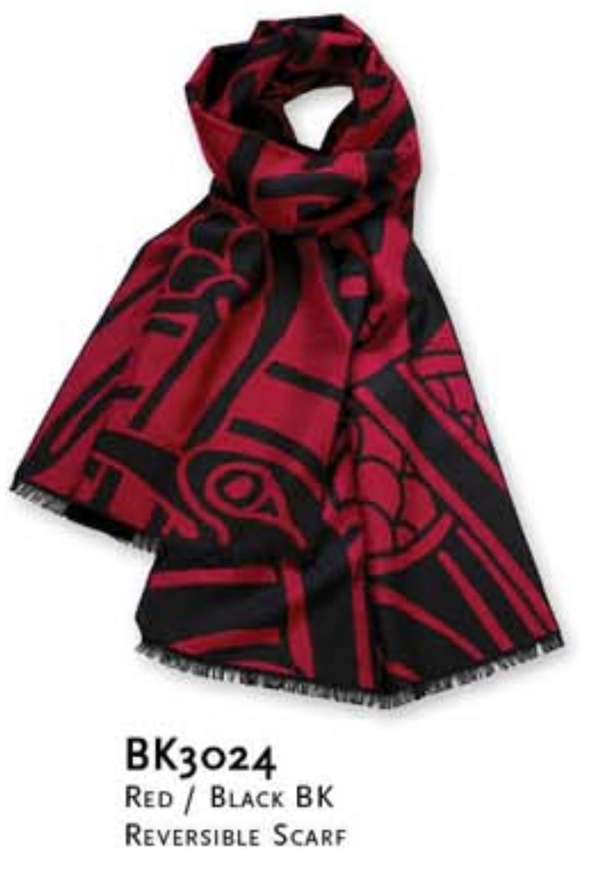 Red/black celtic reversible scarf bk3024