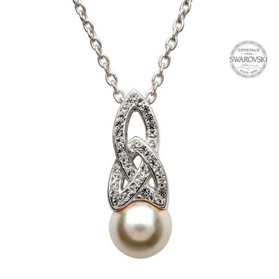 SILVER CELTIC PEARL PENDANT ADORNED WITH SWAROVSKI CRYSTALS