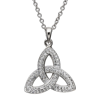 Silver Trinity Knot Pendant Adorned with Swarvoski Crystals SW6
