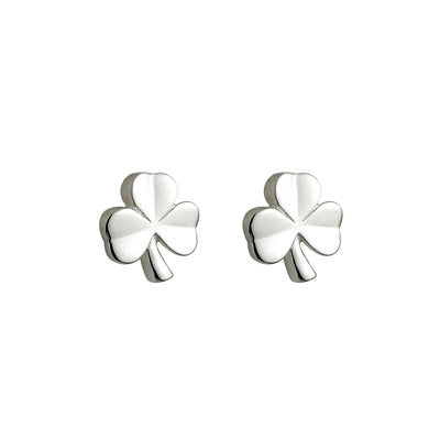 SILVER KIDS SHAMROCK STUD EARRINGS