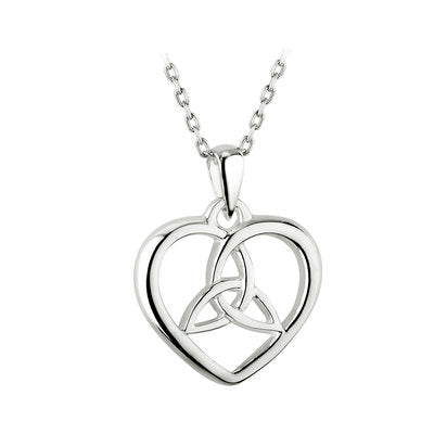 SILVER HEART TRINITY KNOT PENDANT