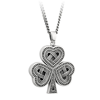 SILVER OXIDISED CELTIC SHAMROCK PENDANT