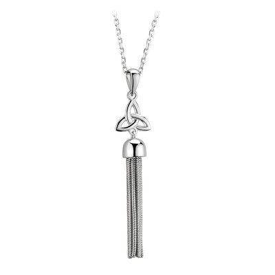 SILVER TRINITY KNOT TASSEL PENDANT