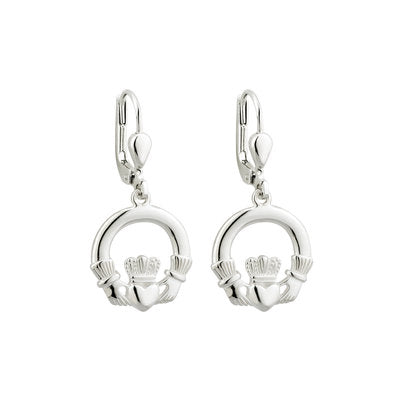 SILVER CLADDAGH DROP EARRINGS