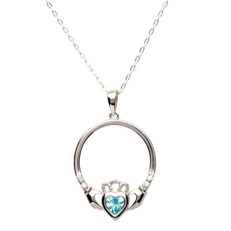 S/S Claddagh December Birthstone Pendant